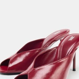Zara Burgundy Open-Toe Heels
